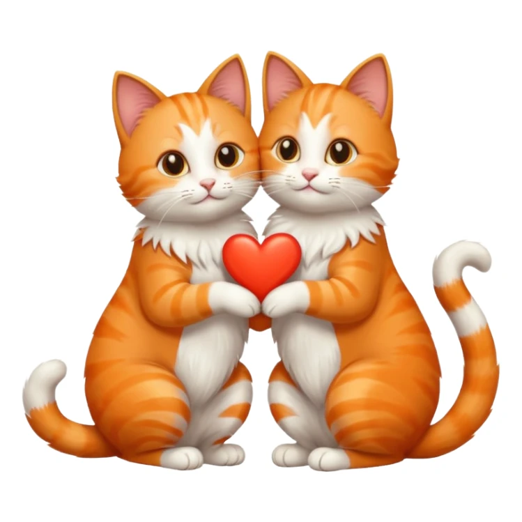 Two cats with their tails making a heart  sticker