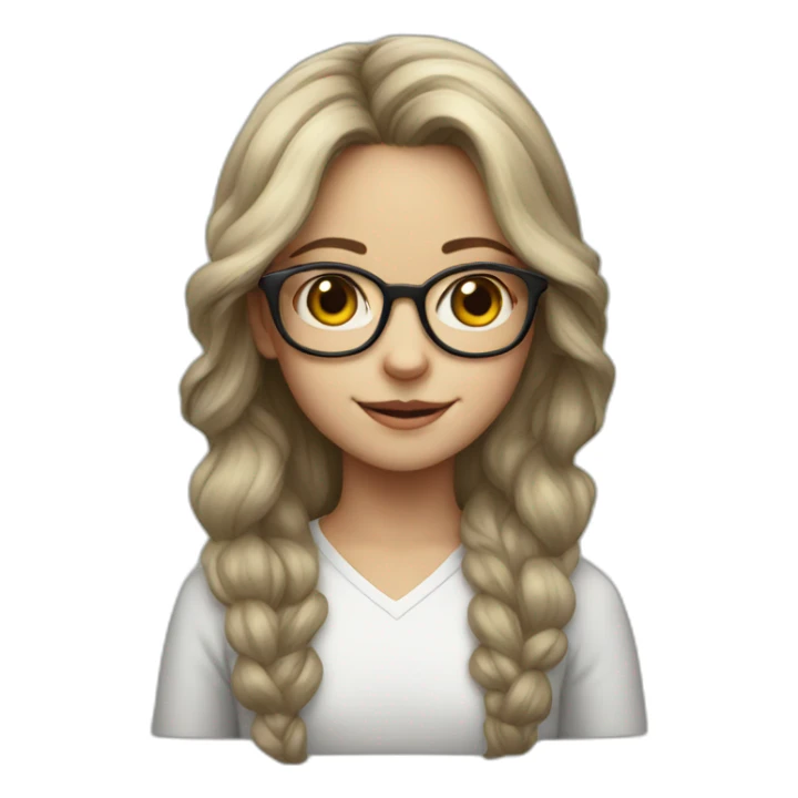 white young girl with glasses and horns sticker