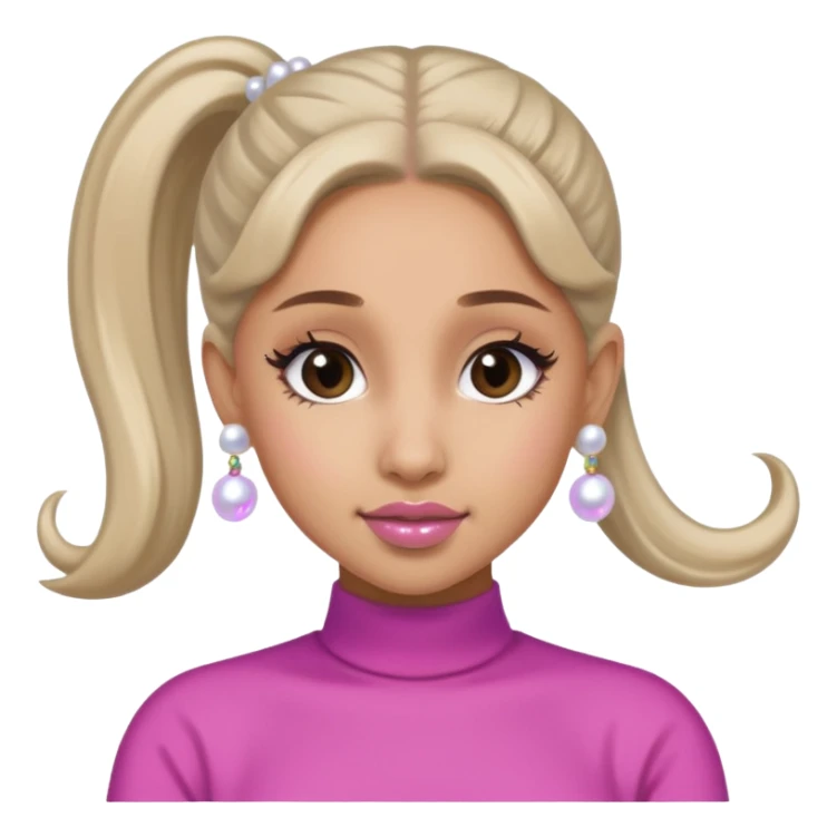 Ariana grande with a pony tail and pearl earrings  sticker