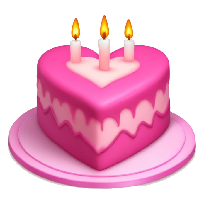 Pink heart-shaped cake with candles  sticker