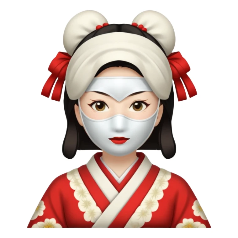 japaneses old culture woman with white mask sticker