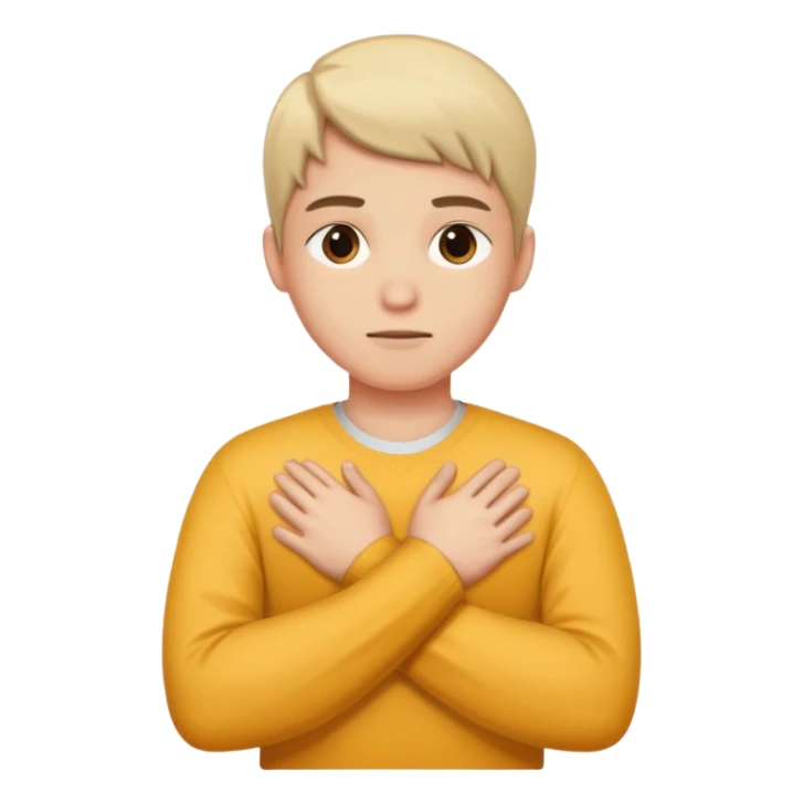 A person crosses their arms over their chest, forming a cross. sticker