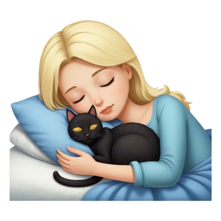 Blonde girl sleeping with black cat sticker