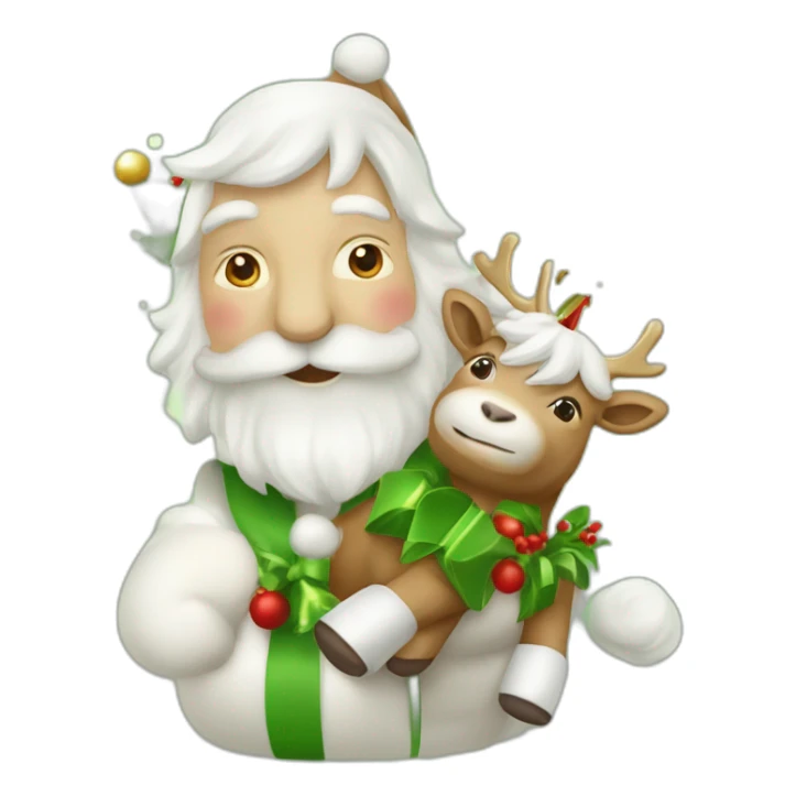 Père Noël sur deux licornes vertes sticker