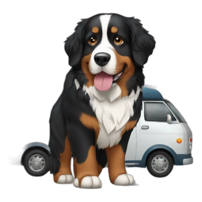 Bernese mountain dog travelling with a camper sticker