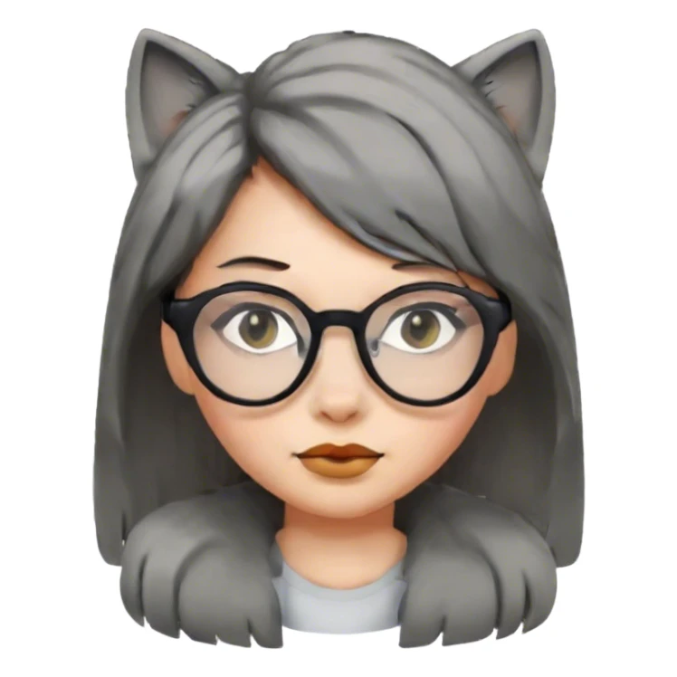Girl with wolfcut hair and blacl glasses sticker