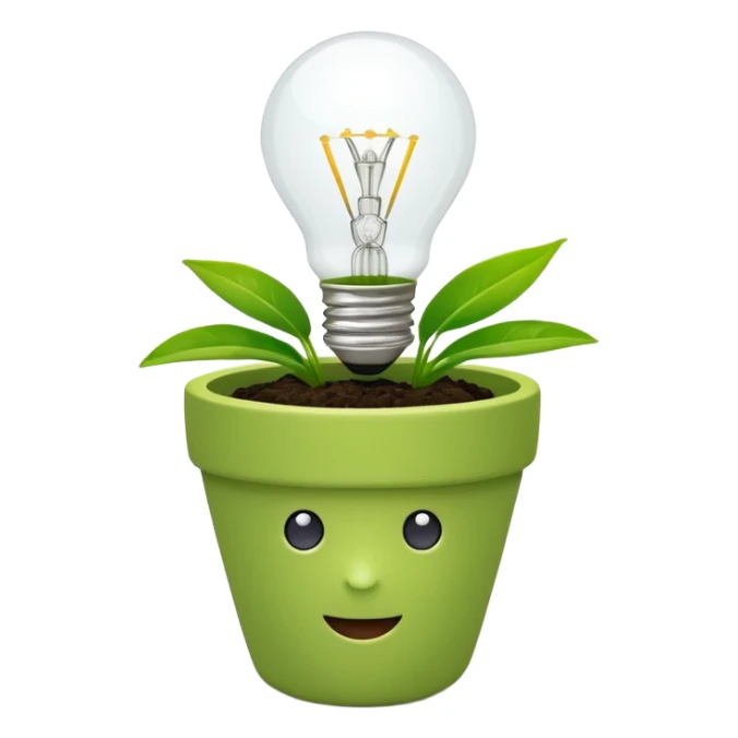 small plant pot with a lightbulb growing out, symbolizing innovation and start-up growth sticker