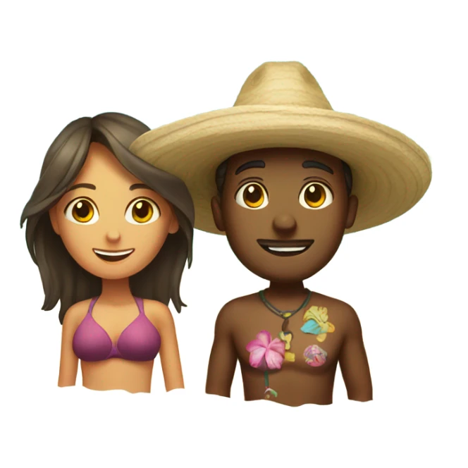 Guy and girl on beach in Mexico sticker