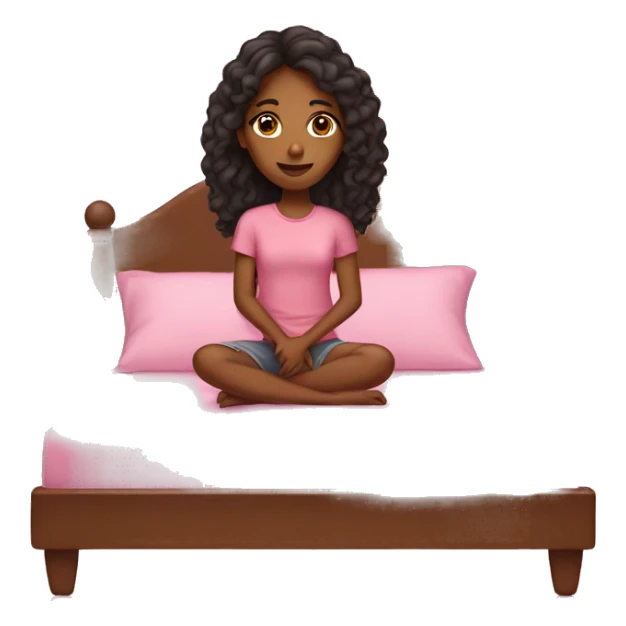 brown girl on a pink bed  sticker