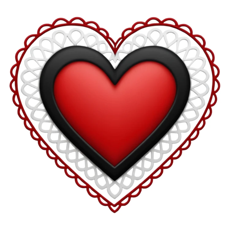 red and black heart with white lace, more black than red sticker