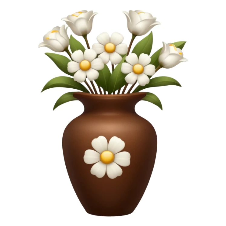 White flowers Cotton in a brown vase sticker