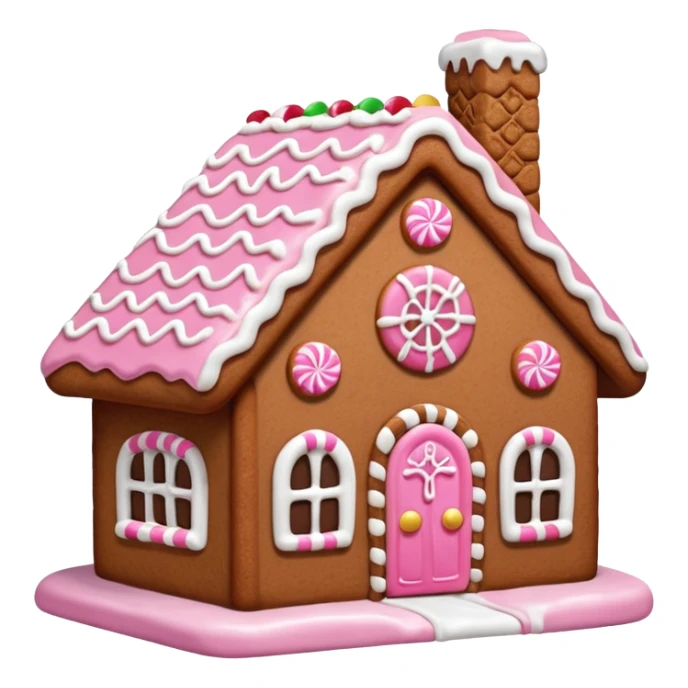 Lebkuchen Haus mit rosa und weißen details  sticker