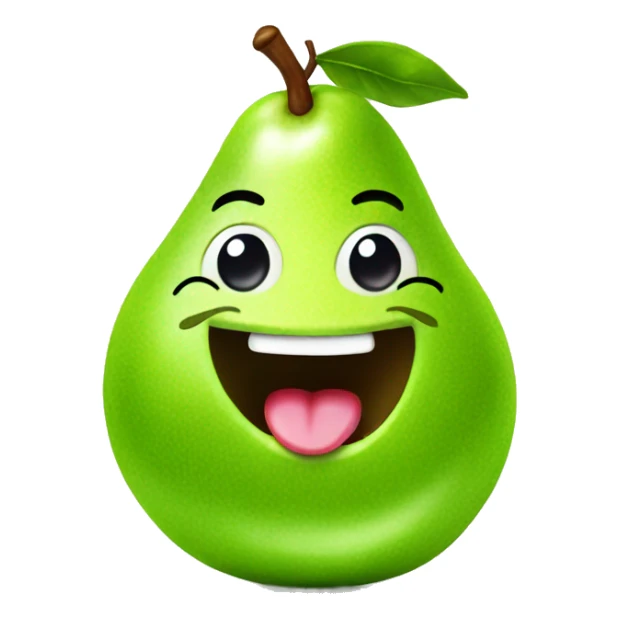 Shiny Green Cute pear with tongue sticker