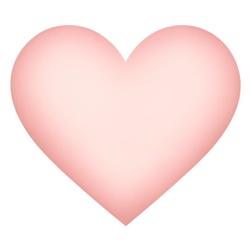 heart with a soft blush pink gradient, digital illustration, no background sticker