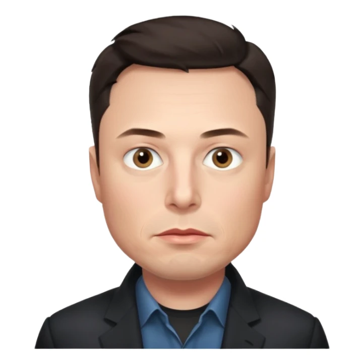 realistic make me elon musk serious face dark hair  sticker