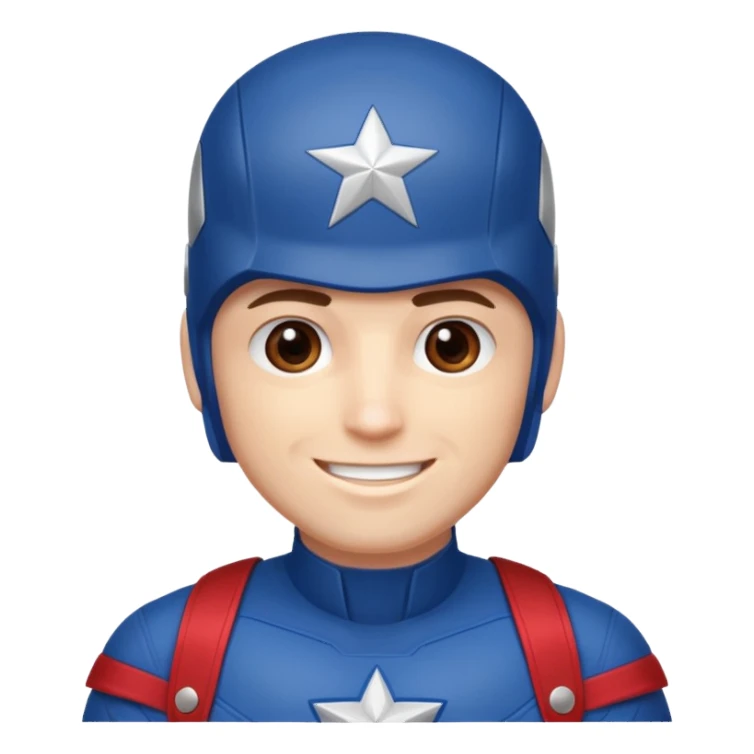 Make a man with brown eyes wearing a Captain America costume who is laughing sticker
