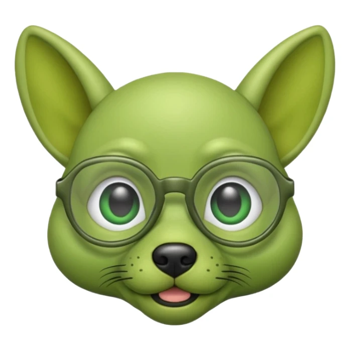 green alien dog with folded ears, wearing glassess sticker