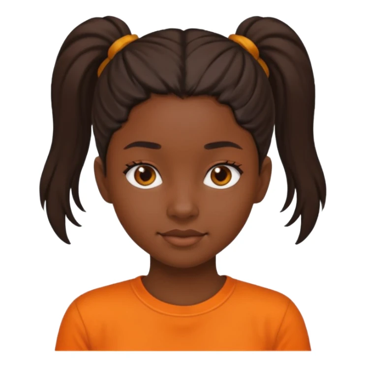 black girl with orange shirt and ponytail sticker
