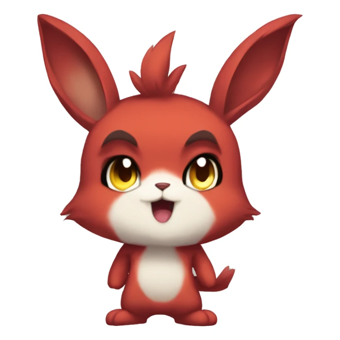 Anthro Sona Angry Edgy Fakemon Full Body Red Rabbit Squirrel Chibi Cute  sticker