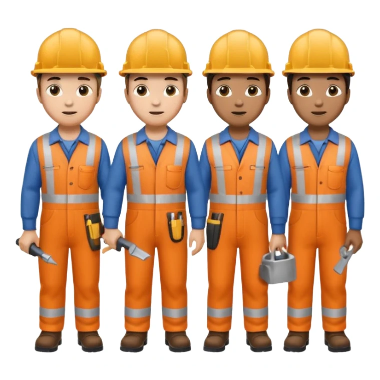 group of multiracial railway engineer standing full body sticker