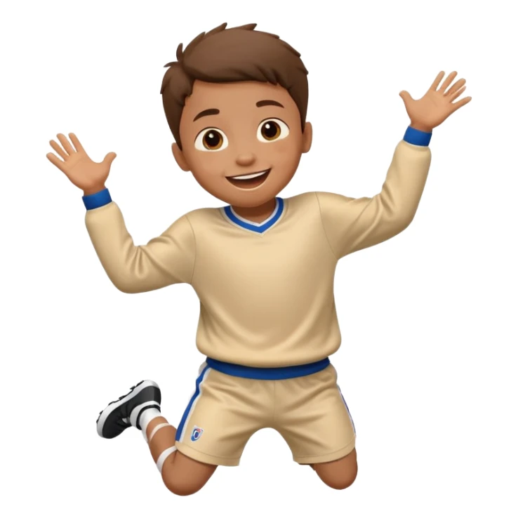 A small kid in an oversized jersey, jumping with excitement. sticker