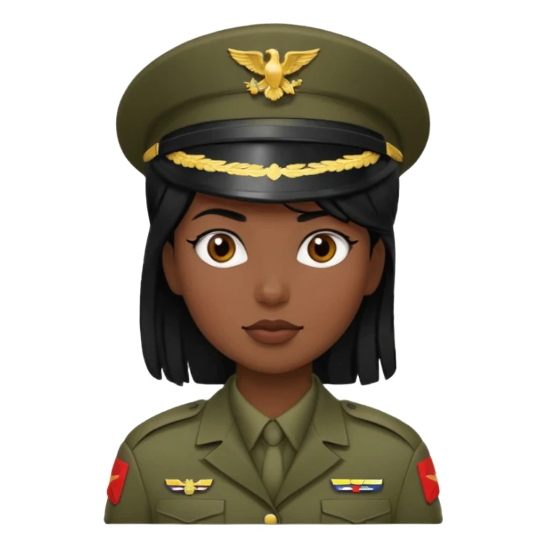 female soldier blac hair style sticker