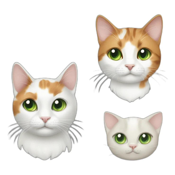 1 calico cat and 1 white cat green eyes sticker