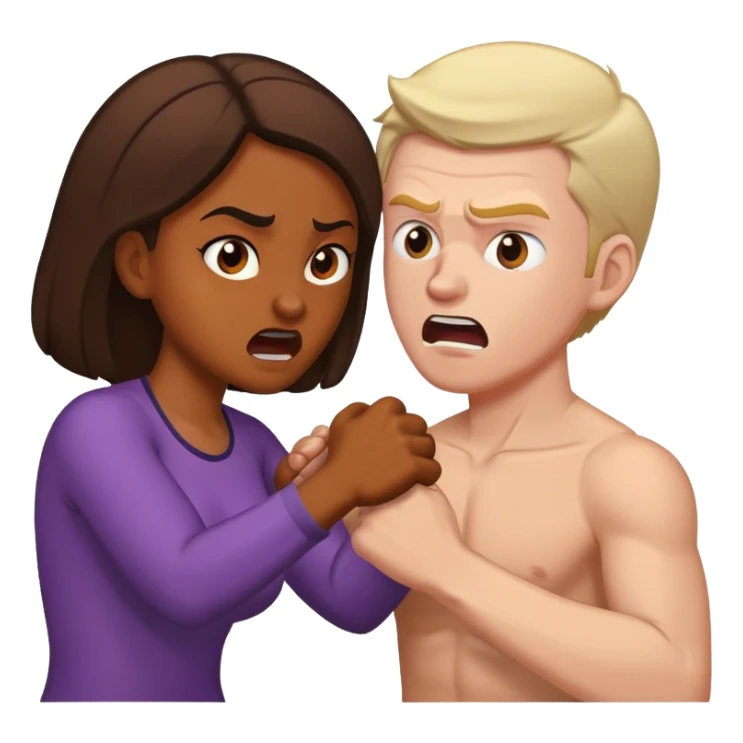 Brown skin woman white man tussling sticker