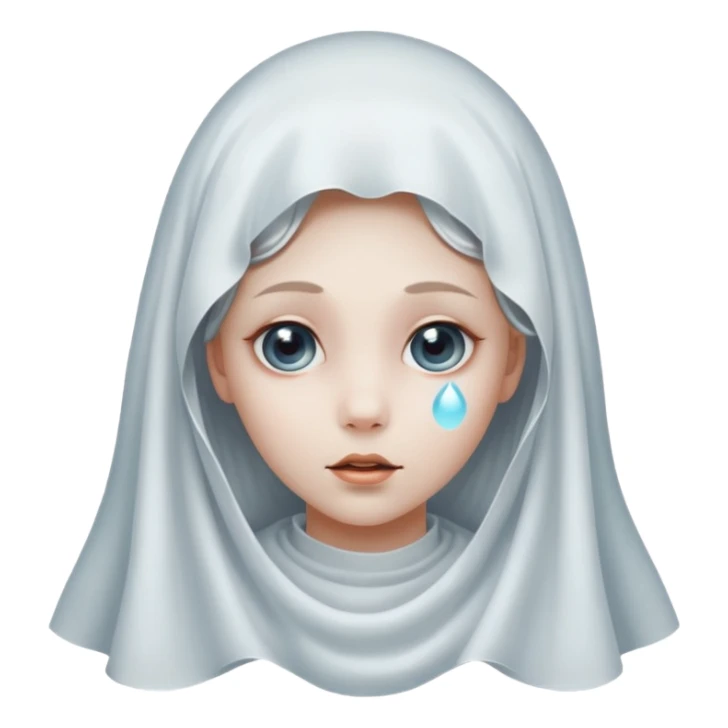 classic girl ghost, sheet with eye holes, bow on head, floating sticker