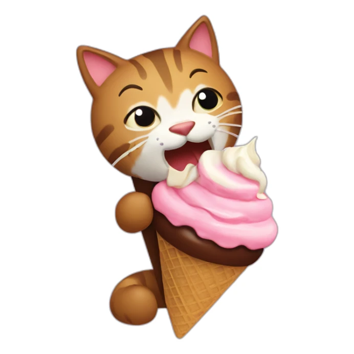 a-cat-eating-chocolate-shaving-icecream sticker