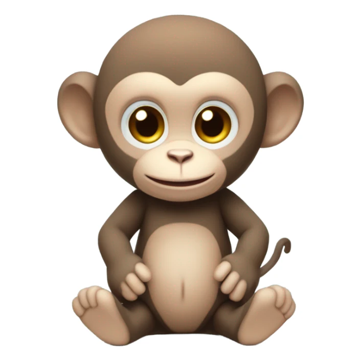 Light brown body, light blue eyes, baby monkey, jellycat stuffed animal sticker