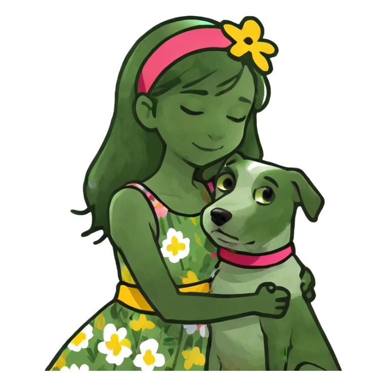 A clean girl hugging her dog shitzo sticker