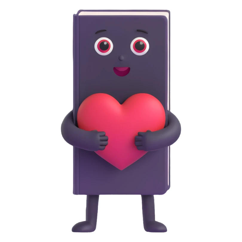 Book character with heart eyes reaching out to hug reader sticker