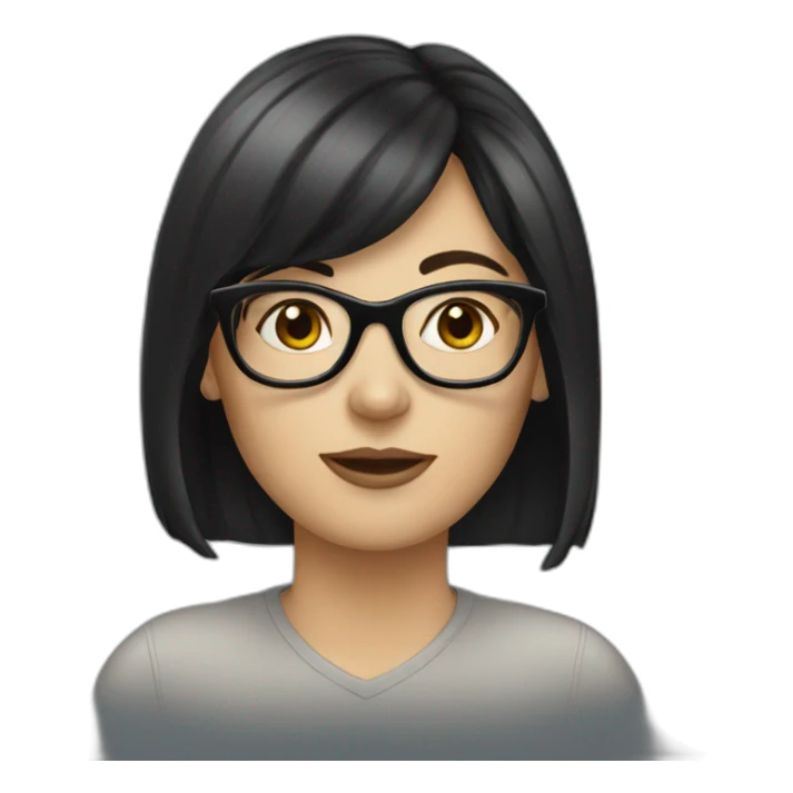 white woman with dark bangs and glasses sticker