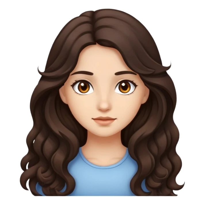 Girl with brown eyes and dark brown long wavy hair sticker
