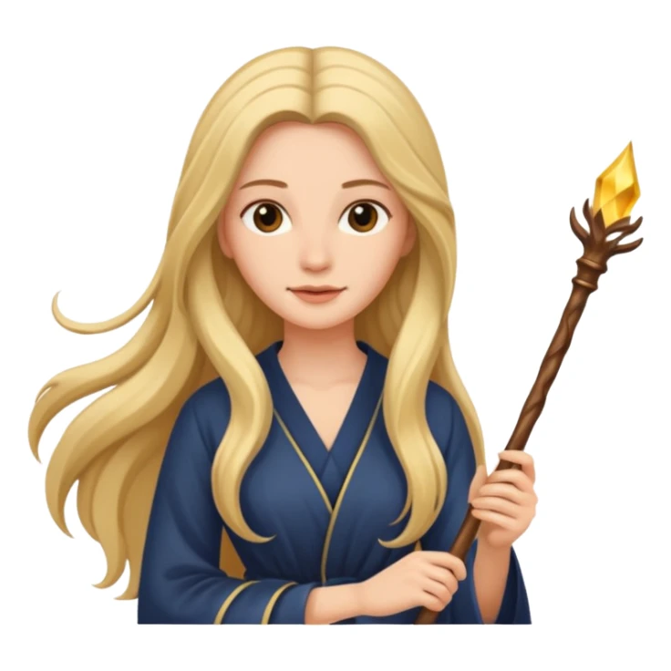 woman with long hair and a wand sticker