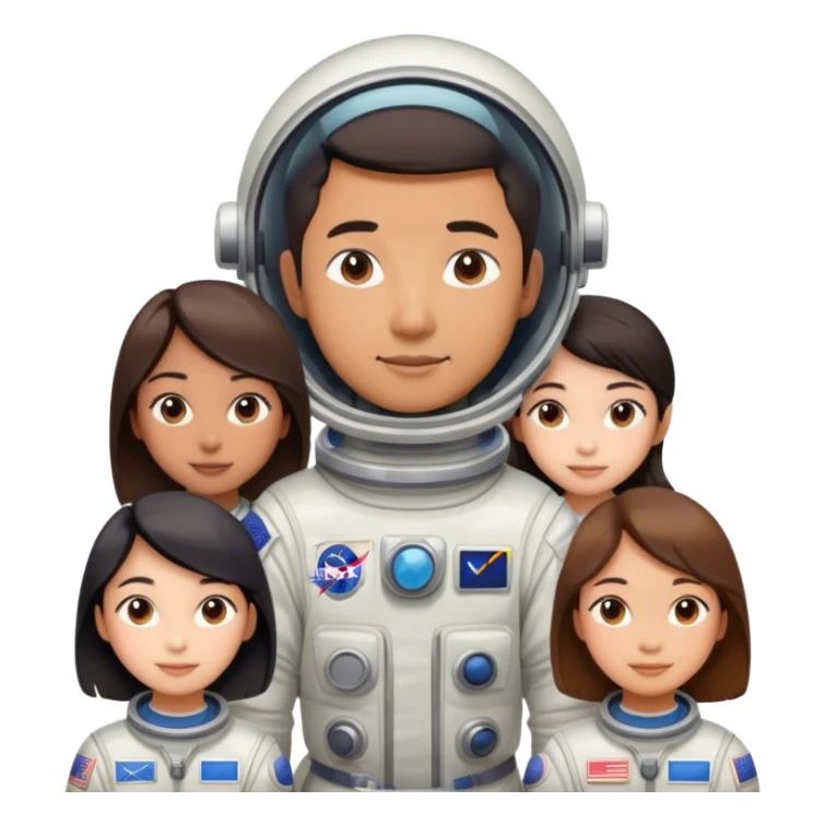 Girls around Asian man astronaut  sticker