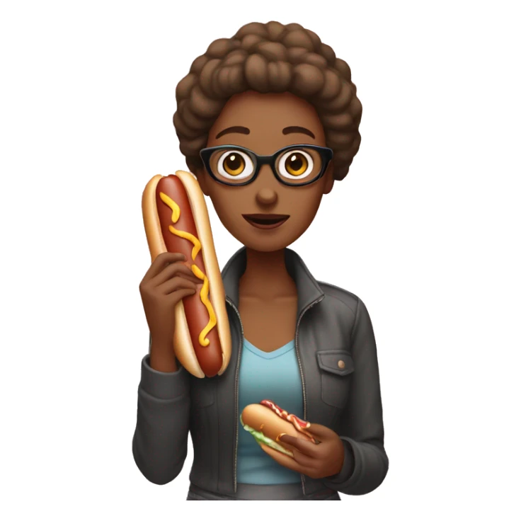 Woman eating hot dog with no bun sticker