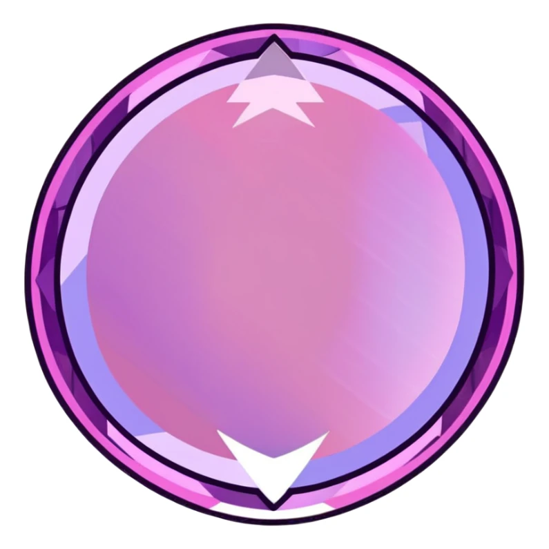 Round cut kunzite gemstone with holographic rainbow reflections, pink-purple crystal gem with brilliant facets sticker