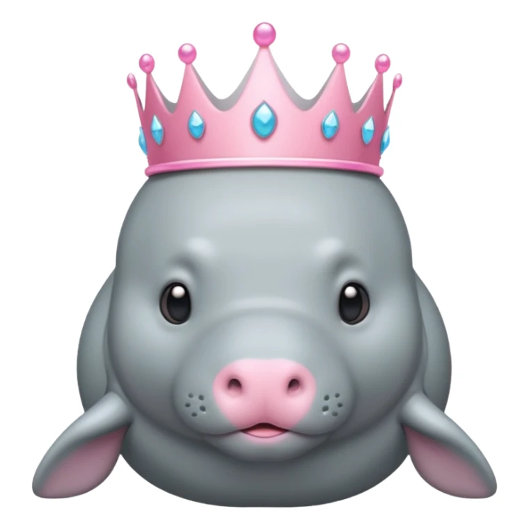 a manatee with a pink princess tiara sticker