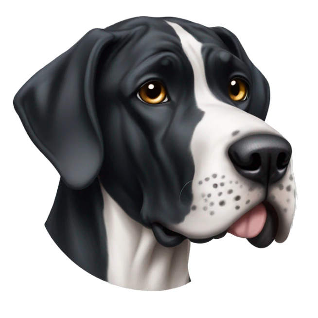 Black and white great dane with cropped ears one blue and brown eye sticker