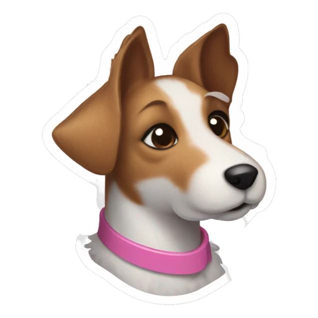  AI generated sticker of a female mini fox terrier with a pink collar, solid colour brown fur, inspired by the style of “Lady and the Tramp.” White outline around it sticker