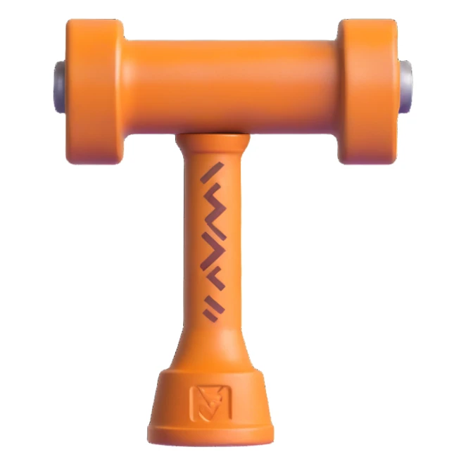 hammer crossed with a rolled blueprint, symbolizing builders and base creation, modern emoji style, Rust survival theme sticker