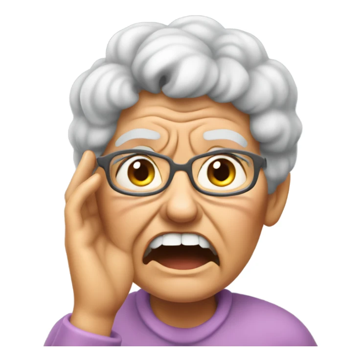 angry grandma cover her ear with her hand sticker