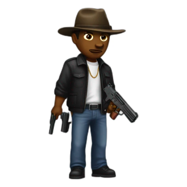 Gangster with a gun in the gang bloods sticker