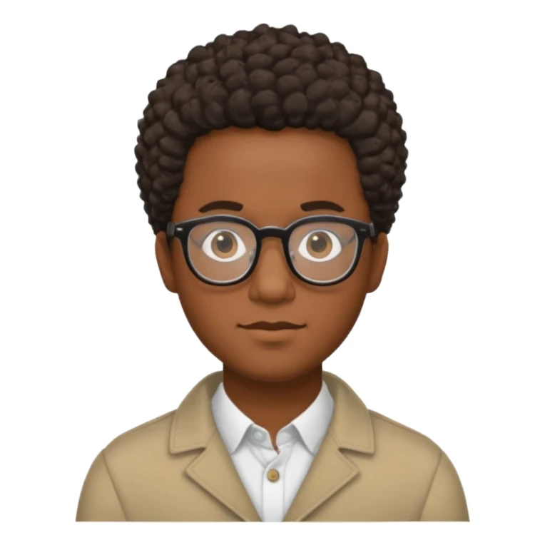 Black guy with short coily hair and glasses sticker