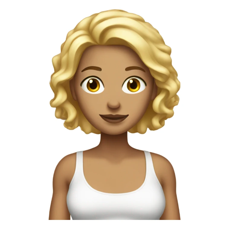 tanned female, blonde, freckles, white tank sticker