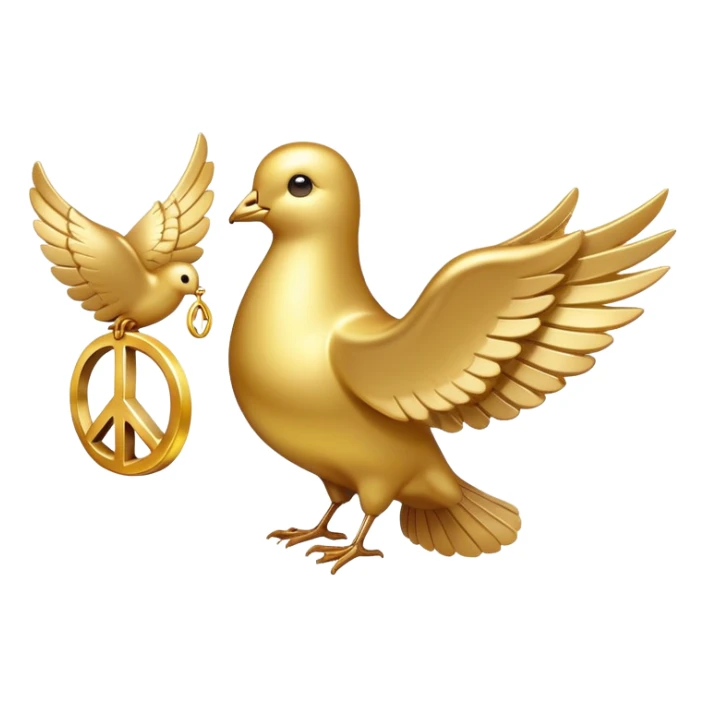 golden dove, shiny gold feathers, peace symbol bird sticker