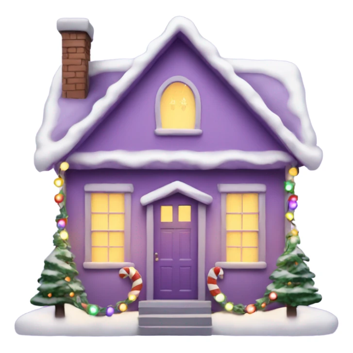 christmas house with lights on and garland light purple sticker
