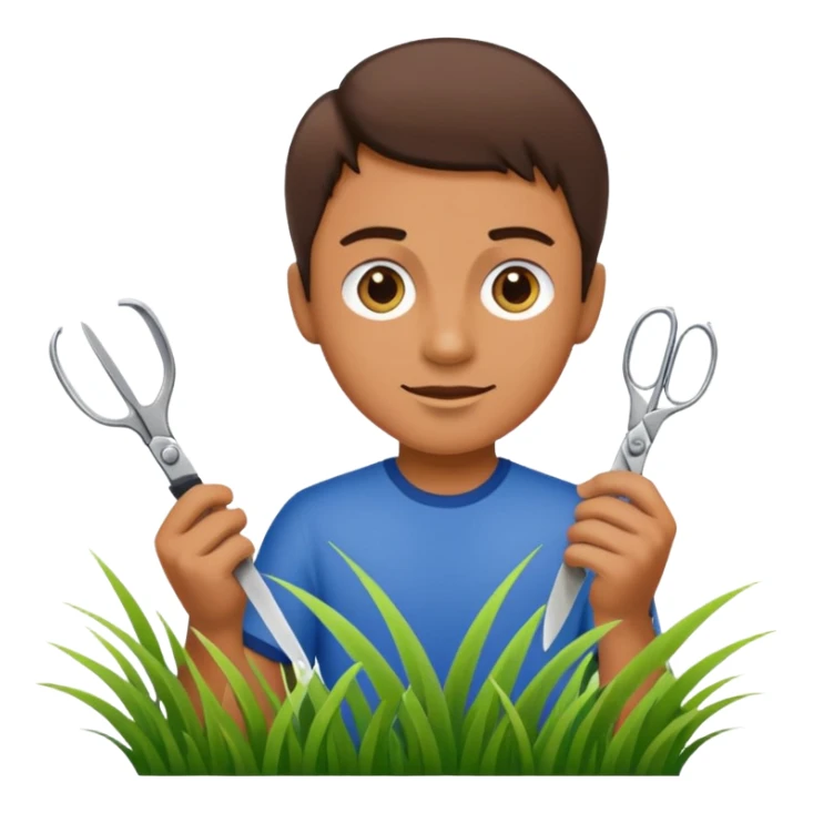 Hand cutting grass with a pair of scisors sticker